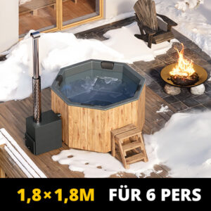 Badezuber für 6 Pers. 1,8x1,8m mit GFK Einsatz