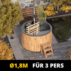 Badezuber für 3 Pers. Ø1,8m mit GFK Einsatz