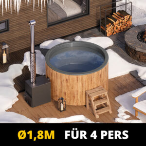 Badezuber für 4 Pers. Ø1,8m mit GFK Einsatz