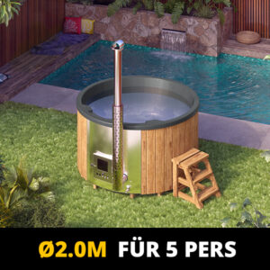 Runder Badezuber mit integriertem Holzofen für 5 Personen